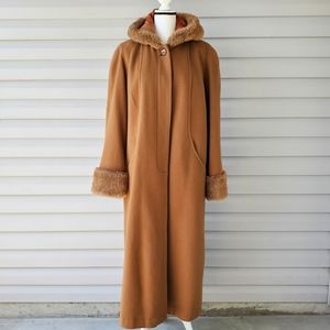 Vintage Alorna camel long wool pea coat